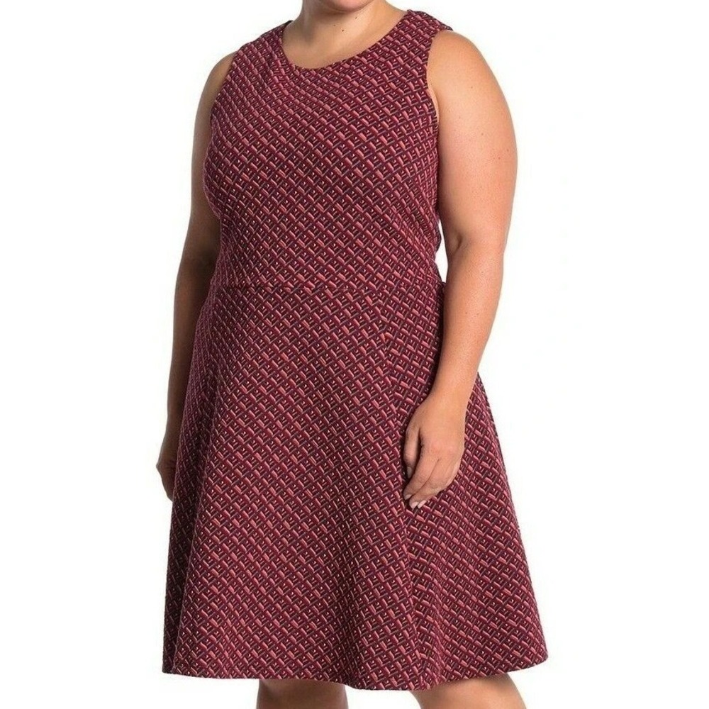 Leota Ava Jacquard Sheath Day Dress Parquet Chili Pepper Red‎ NWT $158 Size 1X